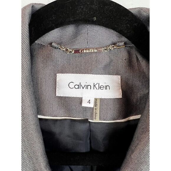 CALVIN KLEIN gray collared classic career peplum blazer jacket size 4 NWOT - Picture 2 of 10